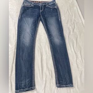 Rock Revival Betty Skinny Jeans Women Size 29 Blue Stretch Distressed Embellish